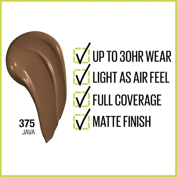 Maybelline Super Stay Active Wear 30 Hours Liquid Foundation 375 Java - Picture 3 of 9